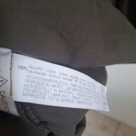 Zara Brown Corduroy Mini Shirt Dress Collared Button Tiered Long Sleeve XS - Picture 5 of 5